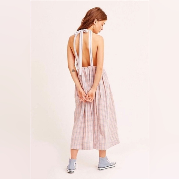 Like New Free People x Color Theory Plaid Midi Dress Sz M $128 Retail - Picture 2 of 15